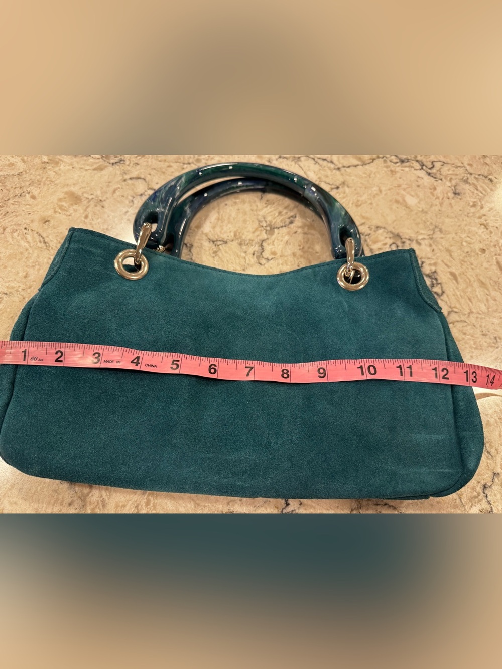 Vintage Una Alla Volta Italian Leather Hand Bag In Blue Marine EUC - Picture 4 of 10
